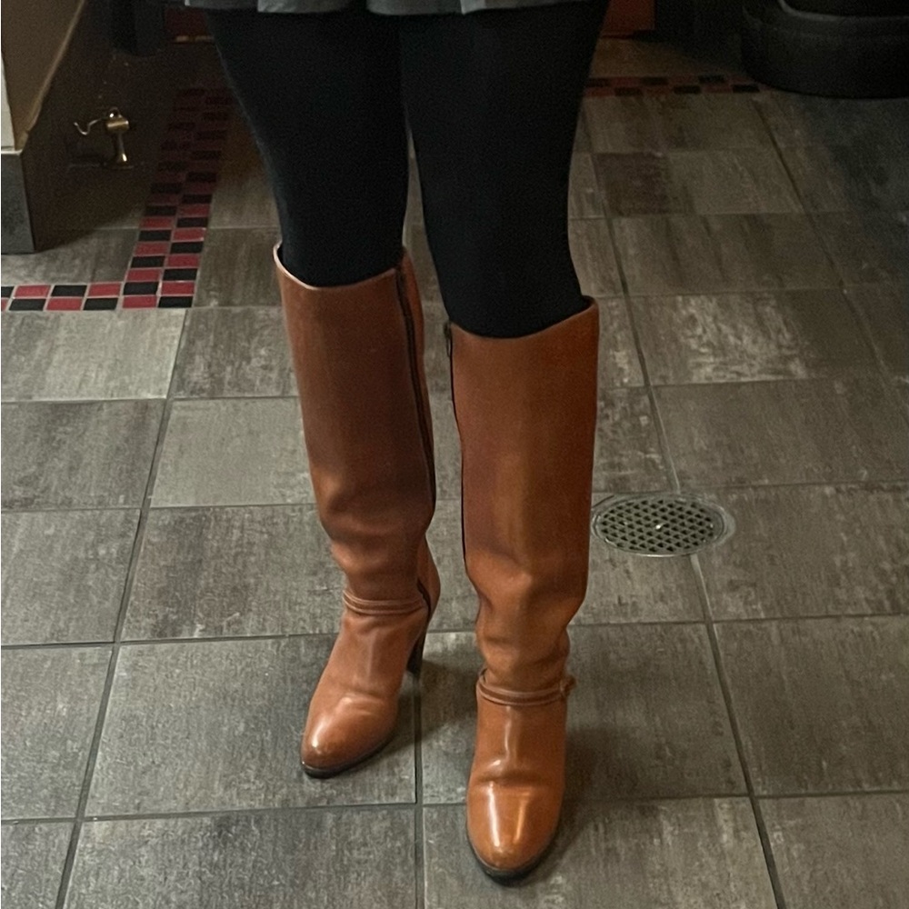 Vintage 70s UK brand Brown Leather Knee-High Boots